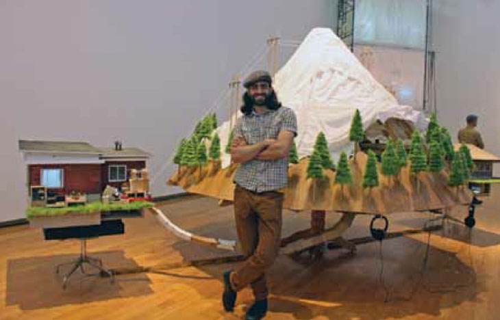 Artist Graeme Patterson and his multimedia installation The Mountain, 2012.