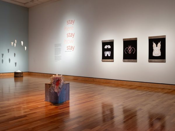 Installation view of the exhibition Daze Jefferies: stay here stay now stay (2024). Courtesy of The Rooms.