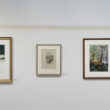 L to R: Leonard Paul, North River (2025), watercolour on paper; Elder (n.d.), lithograph on paper; Magic Flute (2022), watercolour on paper; Blue Jay (2020), oil on paper. Image courtesy of NSCAD Treaty Space Gallery. Photo: Jair Armstrong.
